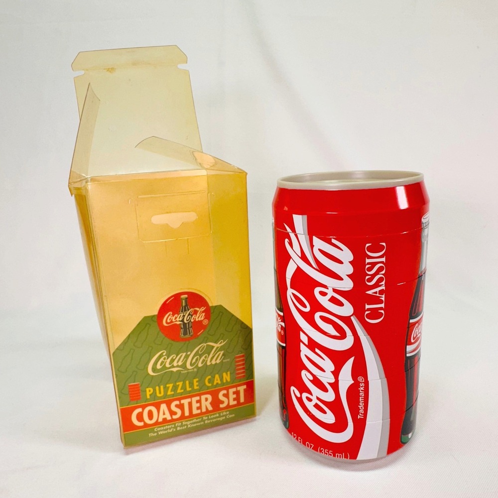 Vintage 1995 Coca-Cola Puzzle Can Coaster Set Stackable 6 Piece Coke Classic Can - Picture 7 of 13